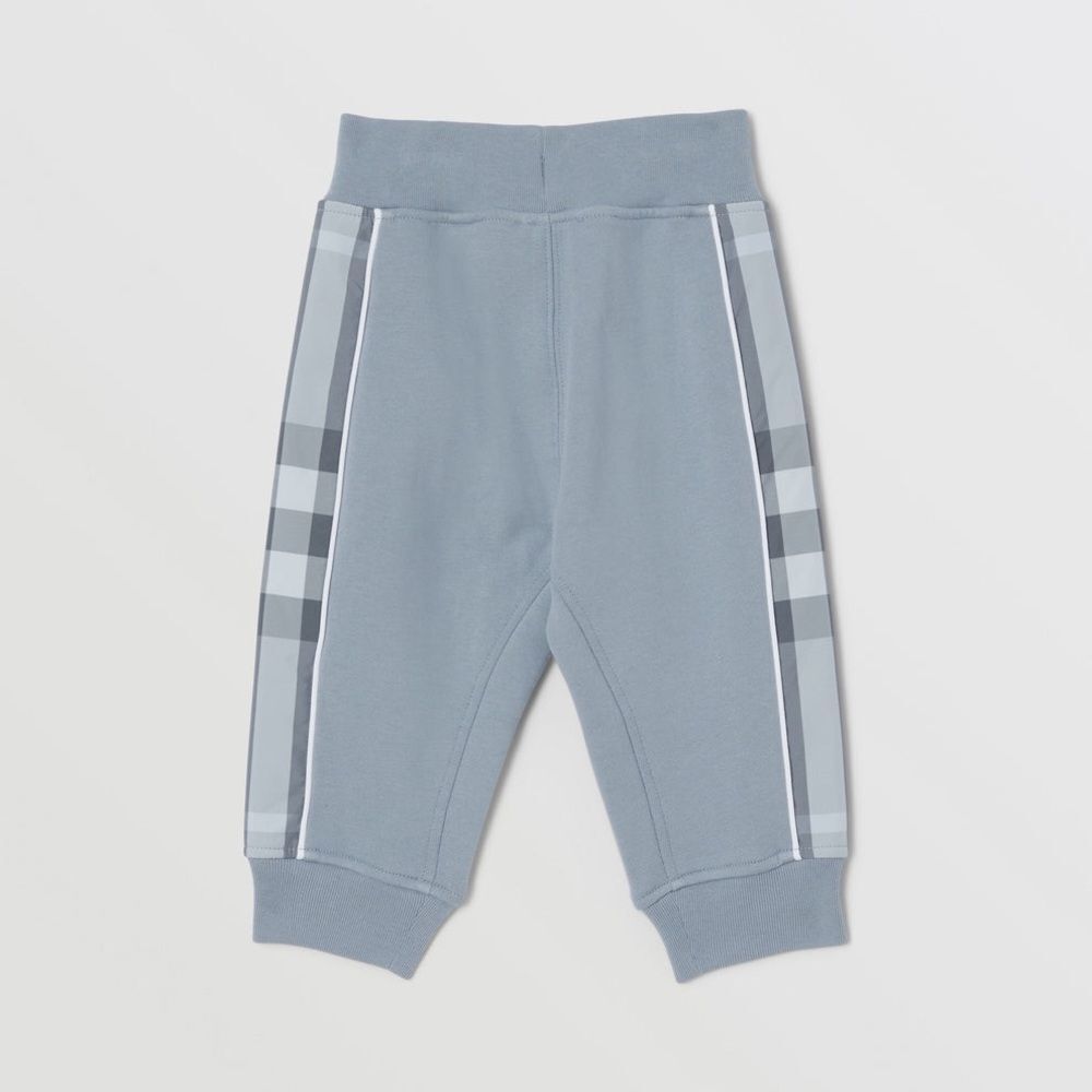 Brand new Burberry Baby Blue Check Panel Cotton Jogging Pants unisex